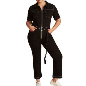 Warp + Weft PVG Wide-Leg Jumpsuit Ankle Black - Large NWT